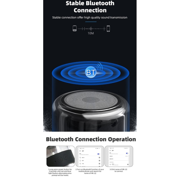 Altoparlante Bluetooth Fineblue MK-22 TWS con luce LED
