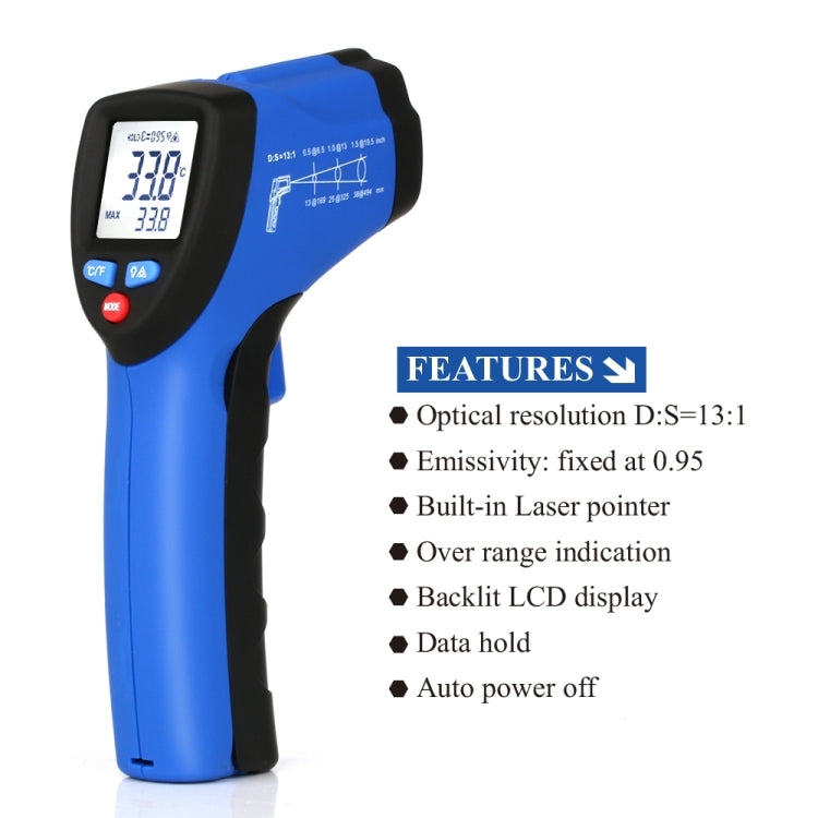 FLUS IR-801H -50~350℃ Mini Handheld Electronic Non-Contact Infrared Laser Thermometer for Outdoor, IR-801H