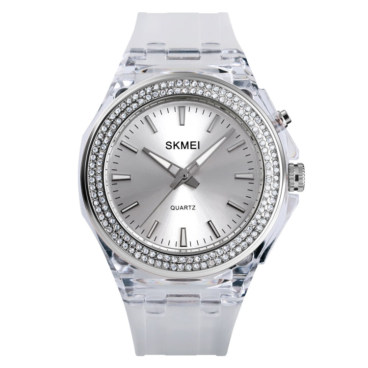 SkMEI 1553 Orologio da donna impermeabile trasparente a colori a LED intarsiato con trapano ad acqua