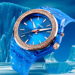 SkMEI 1553 Orologio da donna impermeabile trasparente a colori a LED intarsiato con trapano ad acqua