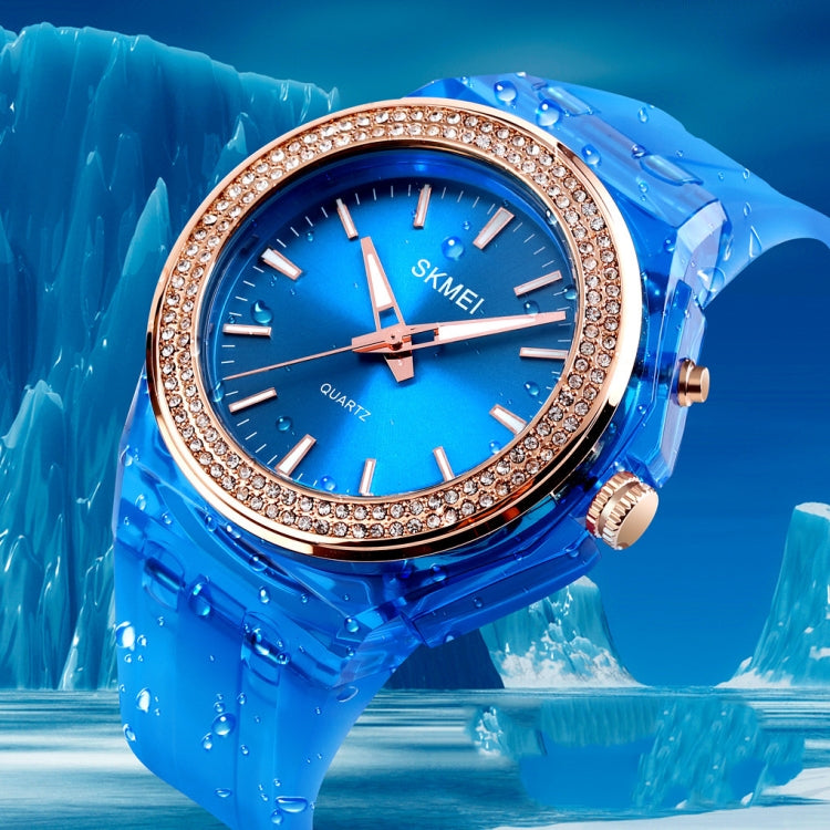 SkMEI 1553 Orologio da donna impermeabile trasparente a colori a LED intarsiato con trapano ad acqua