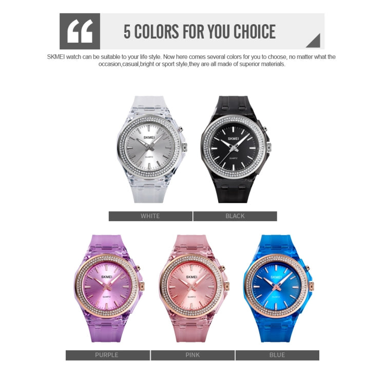 SkMEI 1553 Orologio da donna impermeabile trasparente a colori a LED intarsiato con trapano ad acqua
