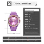 SkMEI 1553 Orologio da donna impermeabile trasparente a colori a LED intarsiato con trapano ad acqua