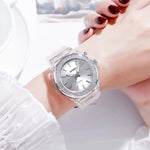 SkMEI 1553 Orologio da donna impermeabile trasparente a colori a LED intarsiato con trapano ad acqua