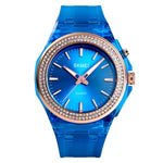 SkMEI 1553 Orologio da donna impermeabile trasparente a colori a LED intarsiato con trapano ad acqua