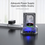 ORICO 6239U3 Dock per disco rigido di lettura e scrittura ordinaria USB 3.0 trasparente a 2 alloggiamenti da 3,5/2,5 pollici