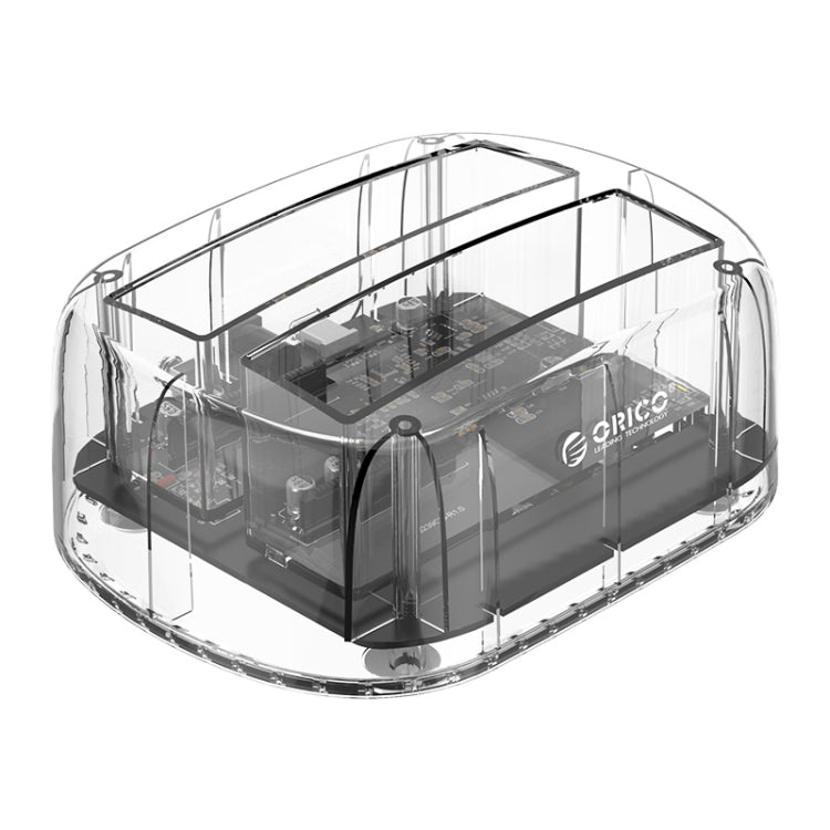 ORICO 6239U3 Dock per disco rigido di lettura e scrittura ordinaria USB 3.0 trasparente a 2 alloggiamenti da 3,5/2,5 pollici