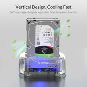 ORICO 6239U3 Dock per disco rigido di lettura e scrittura ordinaria USB 3.0 trasparente a 2 alloggiamenti da 3,5/2,5 pollici