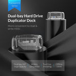 ORICO 6239U3 Dock per disco rigido di lettura e scrittura ordinaria USB 3.0 trasparente a 2 alloggiamenti da 3,5/2,5 pollici