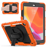 Per iPad 10.2 gel di silice colorato antiurto + custodia protettiva per PC con supporto e tracolla e cinturino e slot per penna