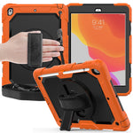 Per iPad 10.2 gel di silice colorato antiurto + custodia protettiva per PC con supporto e tracolla e cinturino e slot per penna