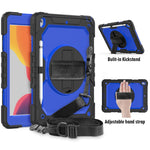Per iPad 10.2 gel di silice colorato antiurto + custodia protettiva per PC con supporto e tracolla e cinturino e slot per penna