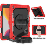 Per iPad 10.2 gel di silice colorato antiurto + custodia protettiva per PC con supporto e tracolla e cinturino e slot per penna