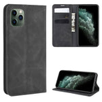 Per iPhone 11 Pro Max Custodia in pelle con ventosa magnetica da lavoro retro-pelle con borsa-staffa-mandrino, For iPhone 11 Pro Max
