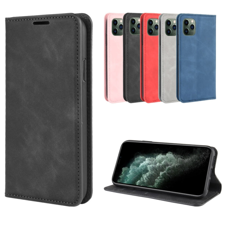 Per iPhone 11 Pro Max Custodia in pelle con ventosa magnetica da lavoro retro-pelle con borsa-staffa-mandrino, For iPhone 11 Pro Max
