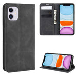 Per iPhone 11 Custodia in pelle con ventosa magnetica per affari retro-pelle con borsa-staffa-mandrino, For iPhone 11