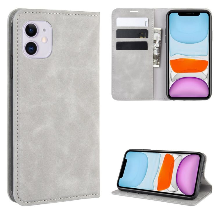 Per iPhone 11 Custodia in pelle con ventosa magnetica per affari retro-pelle con borsa-staffa-mandrino, For iPhone 11