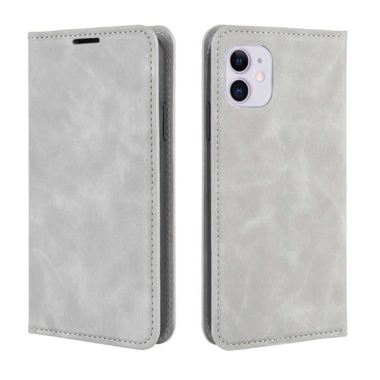 Per iPhone 11 Custodia in pelle con ventosa magnetica per affari retro-pelle con borsa-staffa-mandrino, For iPhone 11