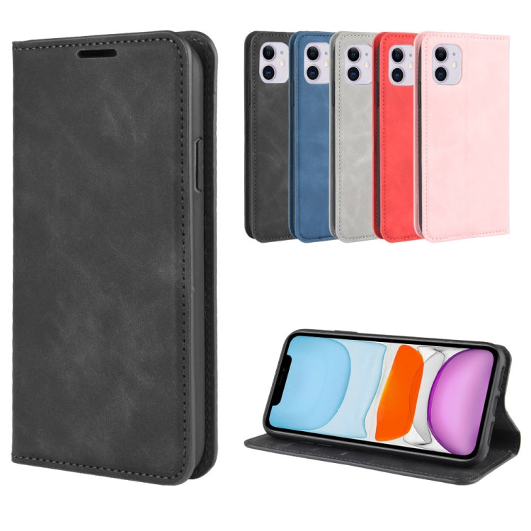 Per iPhone 11 Custodia in pelle con ventosa magnetica per affari retro-pelle con borsa-staffa-mandrino, For iPhone 11