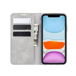 Per iPhone 11 Custodia in pelle con ventosa magnetica per affari retro-pelle con borsa-staffa-mandrino, For iPhone 11