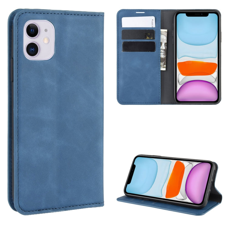 Per iPhone 11 Custodia in pelle con ventosa magnetica per affari retro-pelle con borsa-staffa-mandrino, For iPhone 11
