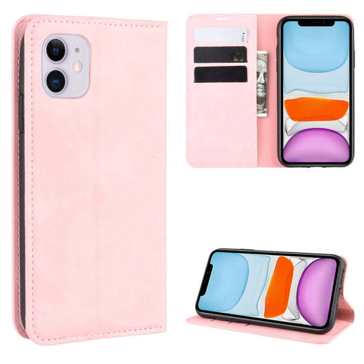 Per iPhone 11 Custodia in pelle con ventosa magnetica per affari retro-pelle con borsa-staffa-mandrino, For iPhone 11