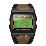 SANDA 222 Orologio sportivo da uomo per alpinismo all'aperto Orologio elettronico digitale Quadrato Orologio impermeabile multifunzionale