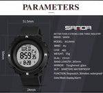 SANDA 361 Orologio elettronico per bambini sportivi con luce notturna alla moda Orologio impermeabile da uomo multifunzionale con luce notturna