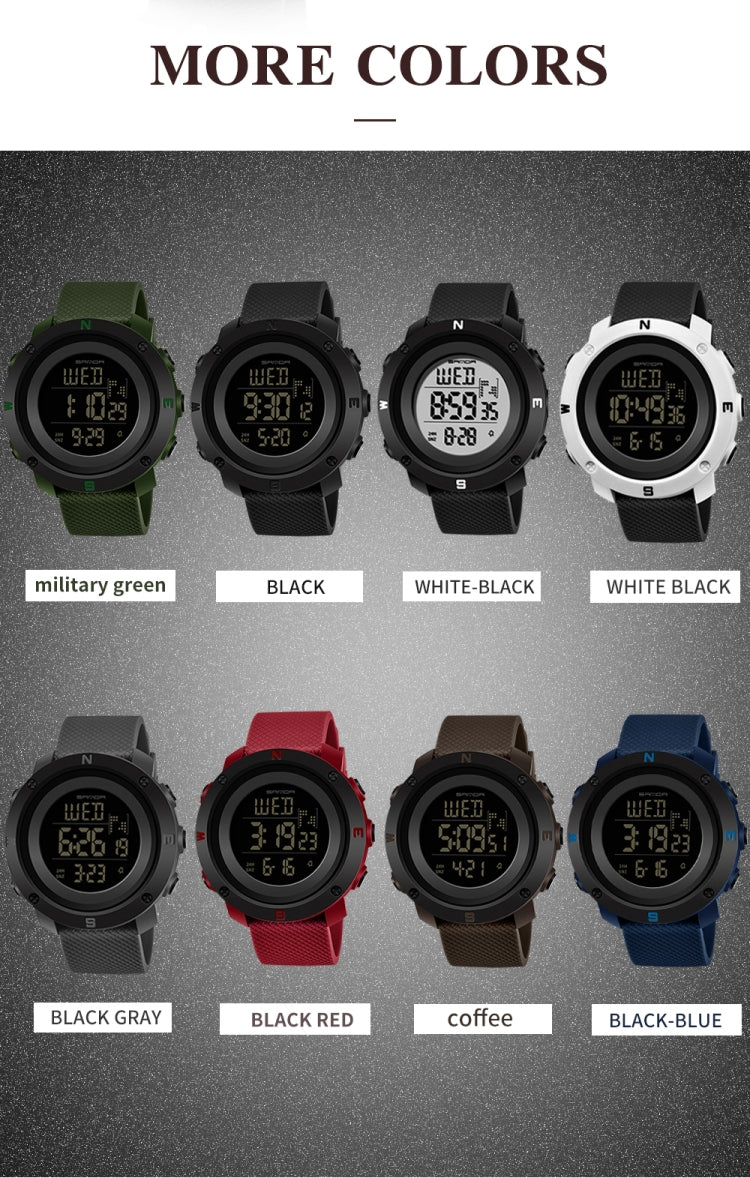 SANDA 361 Orologio elettronico per bambini sportivi con luce notturna alla moda Orologio impermeabile da uomo multifunzionale con luce notturna
