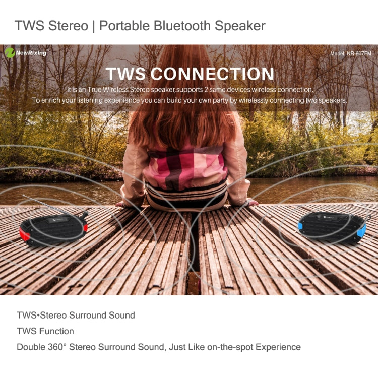 Nuovo altoparlante Bluetooth con soundbar surround stereo portatile Rixing NR907 con microfono, supporto TF Card FM