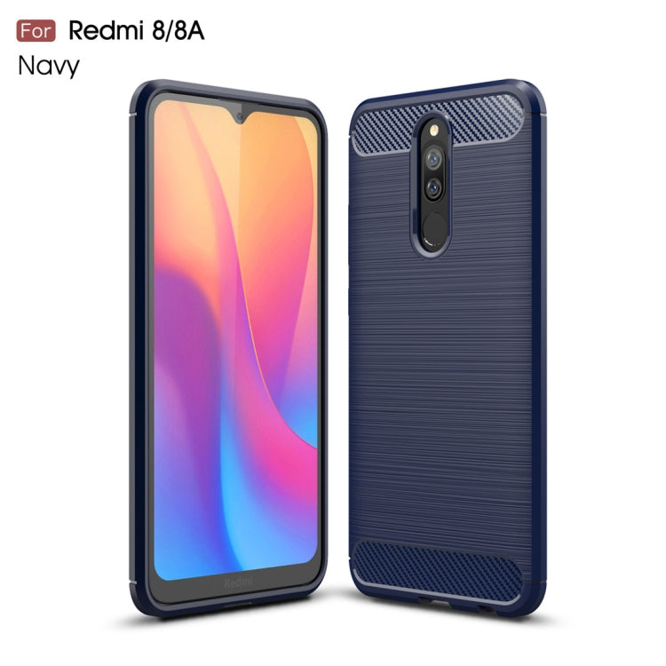 Per custodia in TPU in fibra di carbonio con trama spazzolata Xiaomi Redmi 8