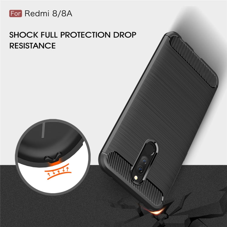 Per custodia in TPU in fibra di carbonio con trama spazzolata Xiaomi Redmi 8