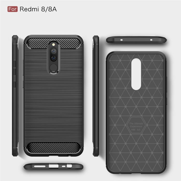Per custodia in TPU in fibra di carbonio con trama spazzolata Xiaomi Redmi 8