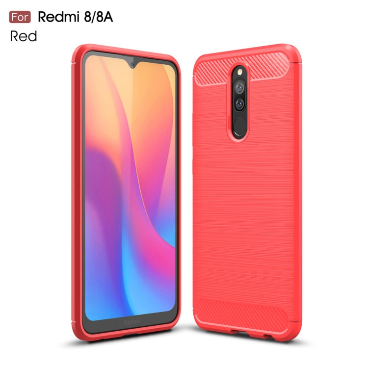 Per custodia in TPU in fibra di carbonio con trama spazzolata Xiaomi Redmi 8