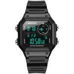 SANDA418 Orologio da polso quadrato Nuoto Allarme impermeabile Luce notturna Orologio da studente maschio Orologio sportivo di moda semplice