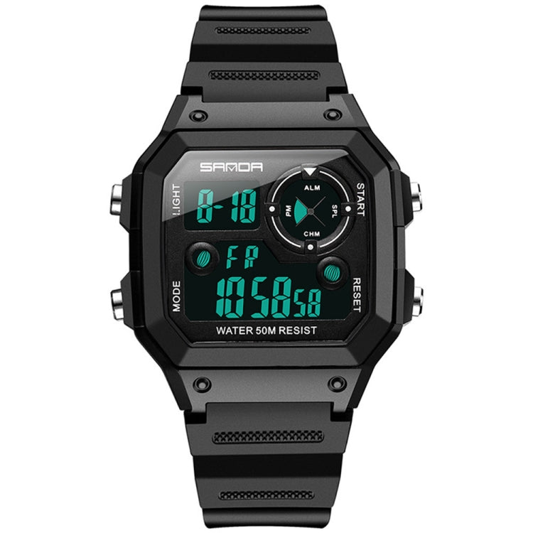 SANDA418 Orologio da polso quadrato Nuoto Allarme impermeabile Luce notturna Orologio da studente maschio Orologio sportivo di moda semplice