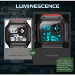 SANDA418 Orologio da polso quadrato Nuoto Allarme impermeabile Luce notturna Orologio da studente maschio Orologio sportivo di moda semplice
