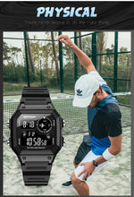 SANDA418 Orologio da polso quadrato Nuoto Allarme impermeabile Luce notturna Orologio da studente maschio Orologio sportivo di moda semplice