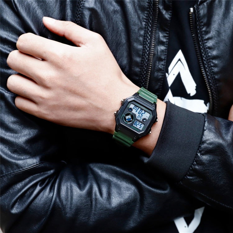 SANDA418 Orologio da polso quadrato Nuoto Allarme impermeabile Luce notturna Orologio da studente maschio Orologio sportivo di moda semplice
