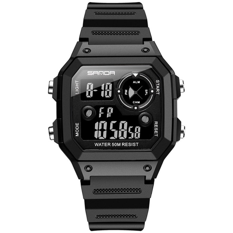 SANDA418 Orologio da polso quadrato Nuoto Allarme impermeabile Luce notturna Orologio da studente maschio Orologio sportivo di moda semplice
