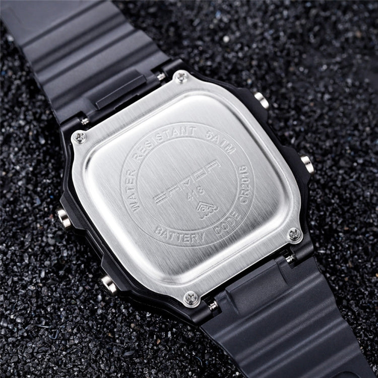 SANDA418 Orologio da polso quadrato Nuoto Allarme impermeabile Luce notturna Orologio da studente maschio Orologio sportivo di moda semplice