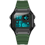 SANDA418 Orologio da polso quadrato Nuoto Allarme impermeabile Luce notturna Orologio da studente maschio Orologio sportivo di moda semplice