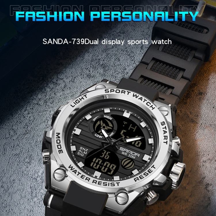 SANDA739 Watch Plate Chao Orologio da uomo Maschio Student Fashion Trend Misuratore elettronico impermeabile digitale multifunzionale