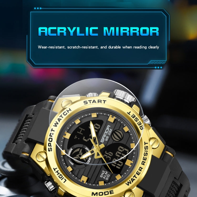 SANDA739 Watch Plate Chao Orologio da uomo Maschio Student Fashion Trend Misuratore elettronico impermeabile digitale multifunzionale
