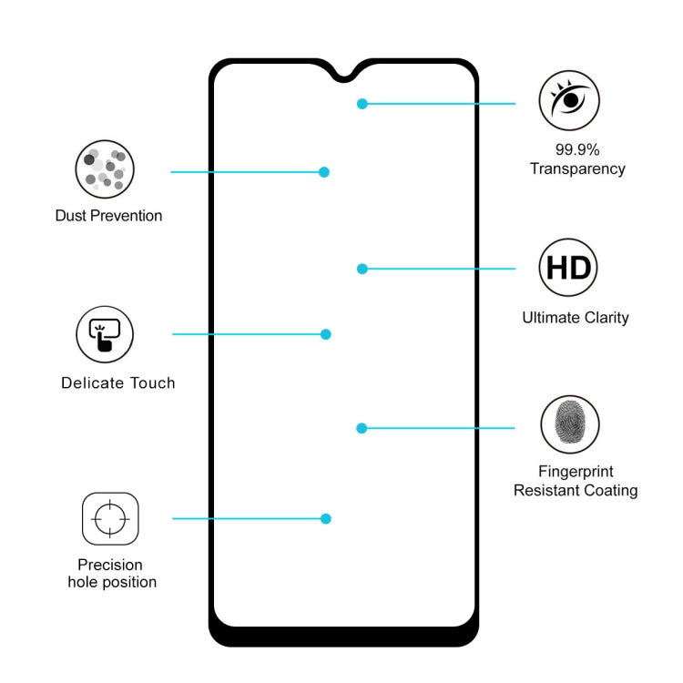 2 PZ ENKAY Hat-prince Full Glue 0.26mm 9H 2.5D Pellicola a copertura totale in vetro temperato, For Galaxy A20s, For Moto G8 Plus