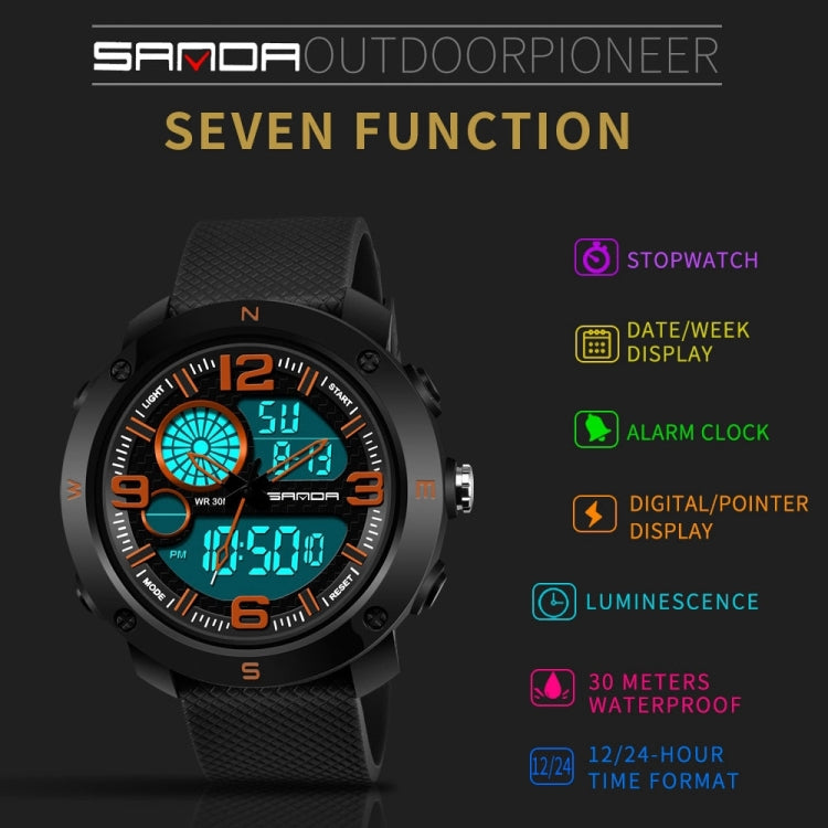 SANDA 762 Orologio da uomo Orologio da uomo per studenti Orologio da uomo di tendenza per la moda Gioventù impermeabile Luce notturna Sport da uomo