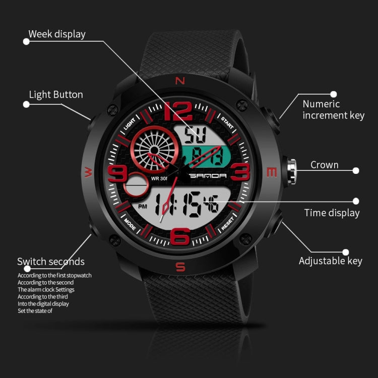SANDA 762 Orologio da uomo Orologio da uomo per studenti Orologio da uomo di tendenza per la moda Gioventù impermeabile Luce notturna Sport da uomo