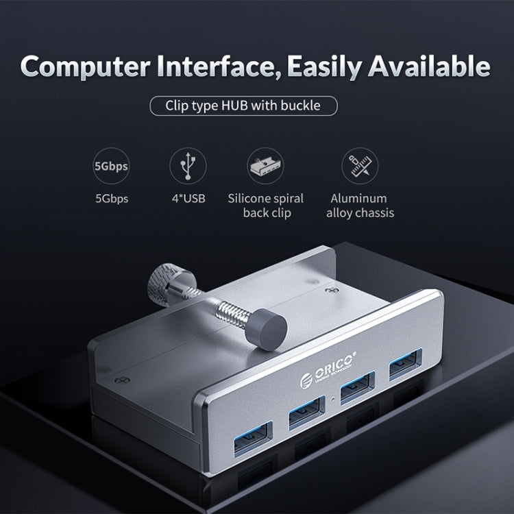 HUB a clip USB 3.0 a 4 porte in lega di alluminio ORICO MH4PU-P, MH4PU-P(Black), MH4PU-P(Silver)