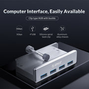 HUB a clip USB 3.0 a 4 porte in lega di alluminio ORICO MH4PU-P, MH4PU-P(Black), MH4PU-P(Silver)