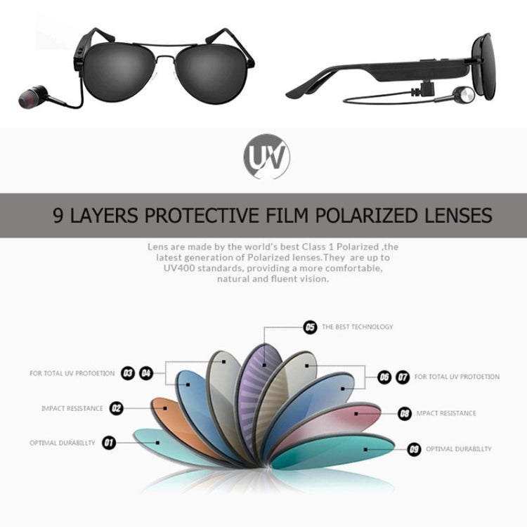 Occhiali da sole con auricolare Bluetooth A8